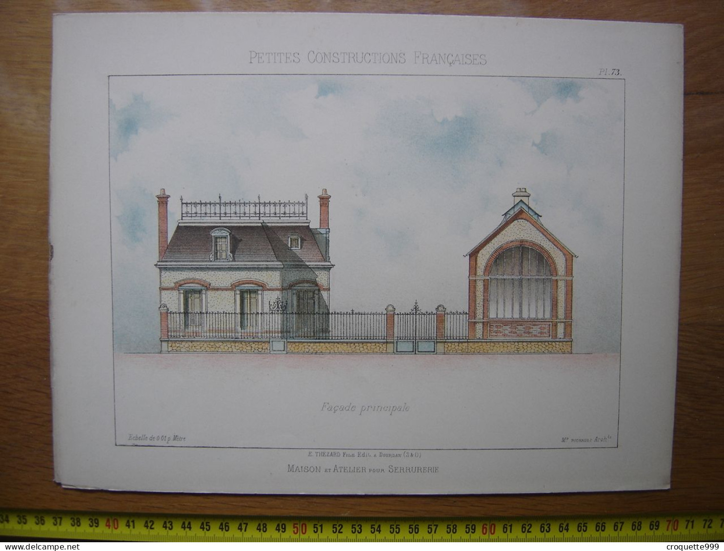 XXe Planche PETITES CONSTRUCTIONS FRANCAISES Maison Atelier Serrurerie Thezard - Architecture