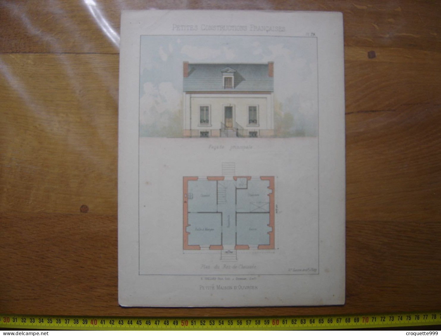 XXe Planche PETITES CONSTRUCTIONS FRANCAISES Petite Maison D'ouvrier Thezard - Architektur