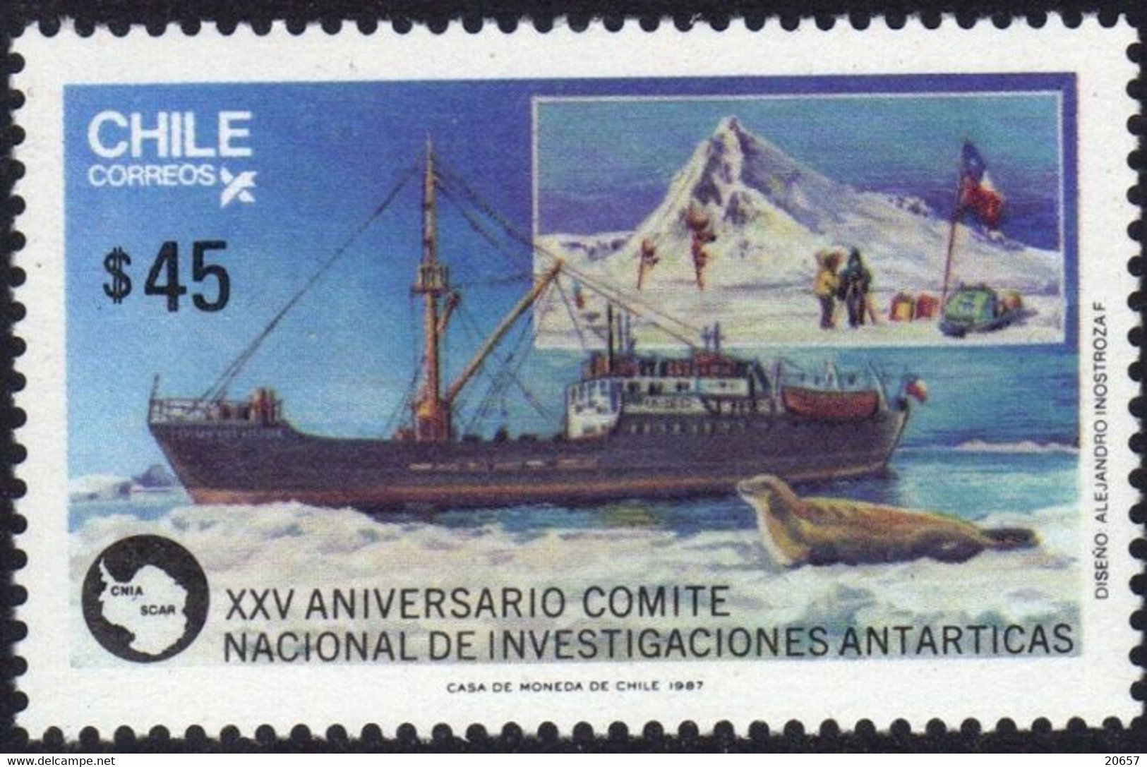 Chili Chile 0830 Faune Antarctique, Phoque, Bateaux - Andere & Zonder Classificatie