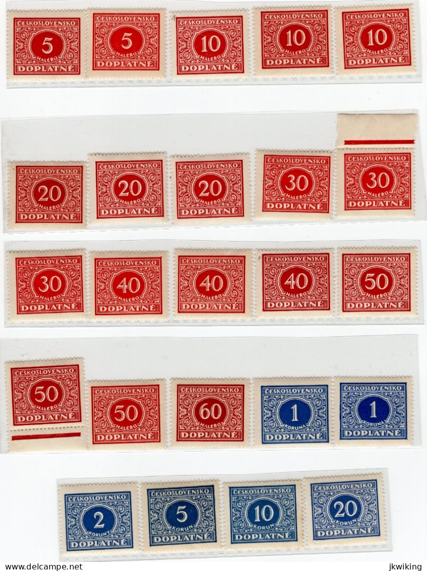 1928 - Doplatní - Definitivní Vydání - Typy I. II. III + Barevné Odstíny Katalog č. DL55- DL66 - Unused Stamps