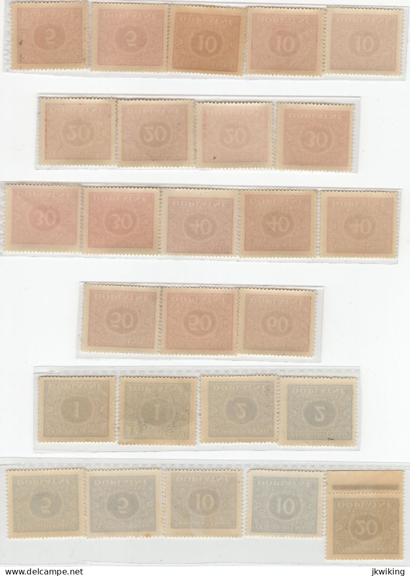 1928 - Doplatní - Definitivní Vydání - Typy I. II. III + Barevné Odstíny Katalog č. DL55- DL66 - Ongebruikt