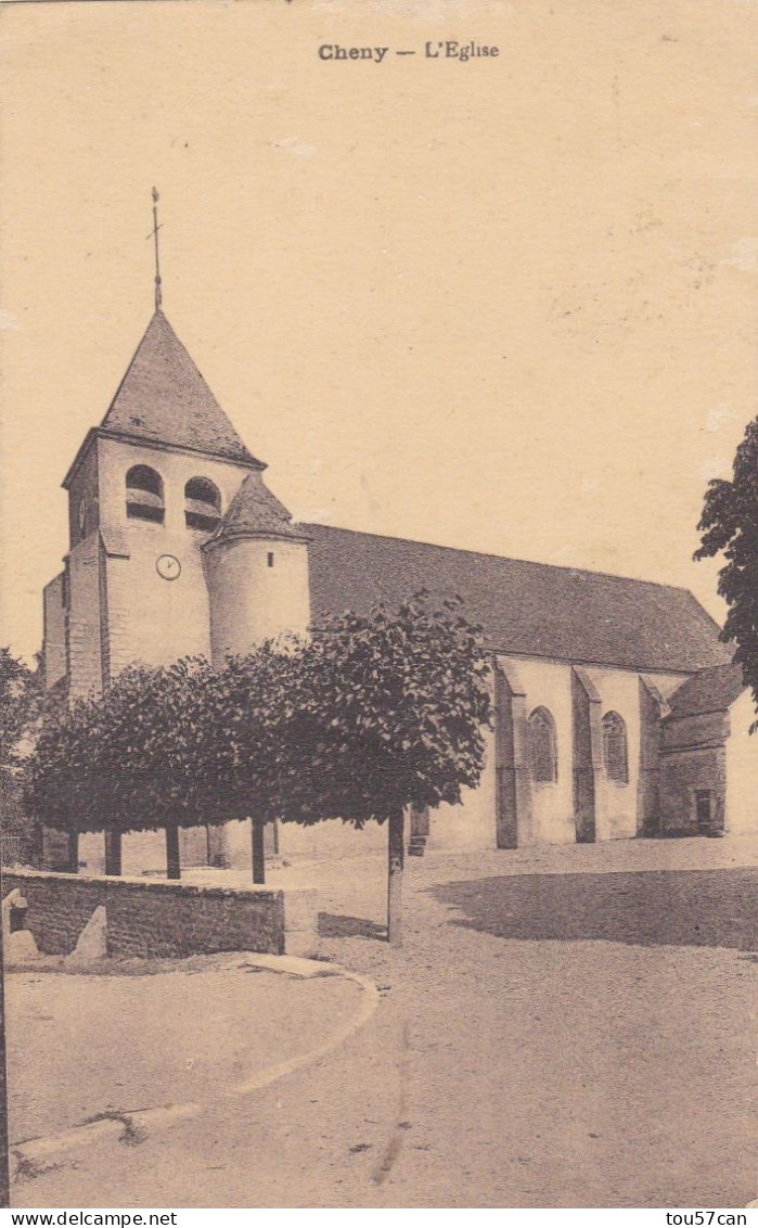 CHENY  -  YONNE  -  (89)  -  CPA DE 1928  -  L'EGLISE  -  BEL AFFRANCHISSEMENT POSTAL - Cheny