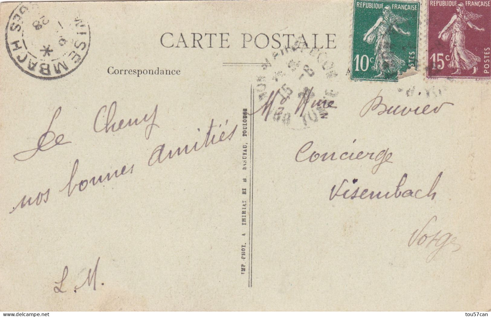 CHENY  -  YONNE  -  (89)  -  CPA DE 1928  -  L'EGLISE  -  BEL AFFRANCHISSEMENT POSTAL - Cheny