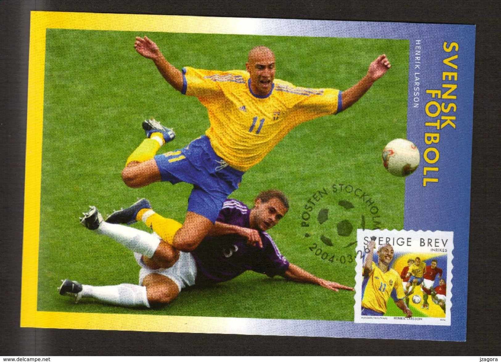 SOCCER Fußball FÚTBOL CALCIO  SWEDISH FOOTBALL STARS HENRIK LARSSON SWEDEN 2004 MAXI CARD CELTIC - Covers & Documents