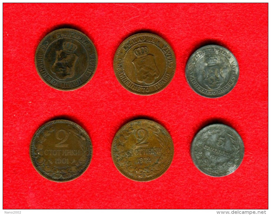 BULGARIE - BULGARIA - BULGARIEN - 2 STOTINKI 1901 + 5 STOTINKI 1888 + 5 STOTINKI 1912  + 2 X 10 STOTINKI1881 - Bulgarie