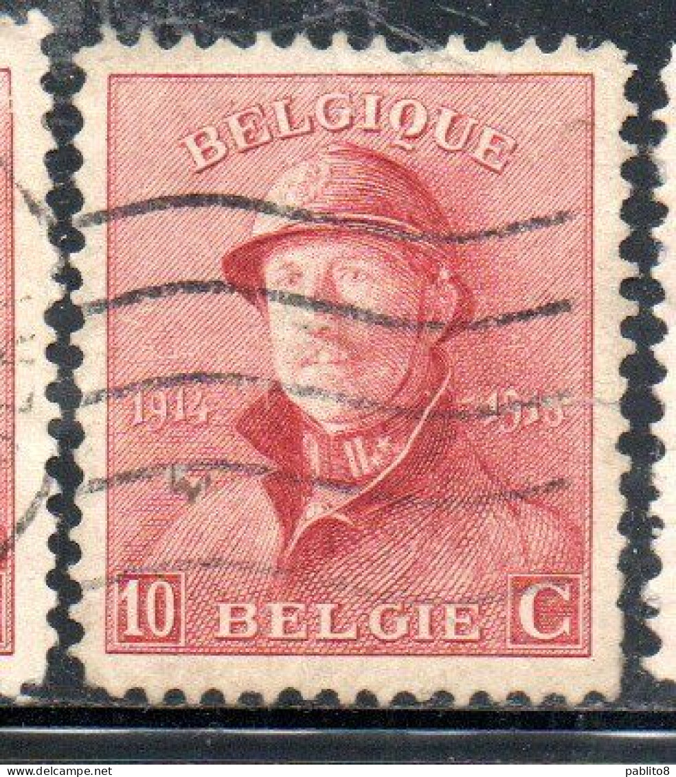 BELGIQUE BELGIE BELGIO BELGIUM 1919 KING ROI ALBERT I IN TRENCH HELMET 10c USED OBLITERE' USATO - 1918 Cruz Roja