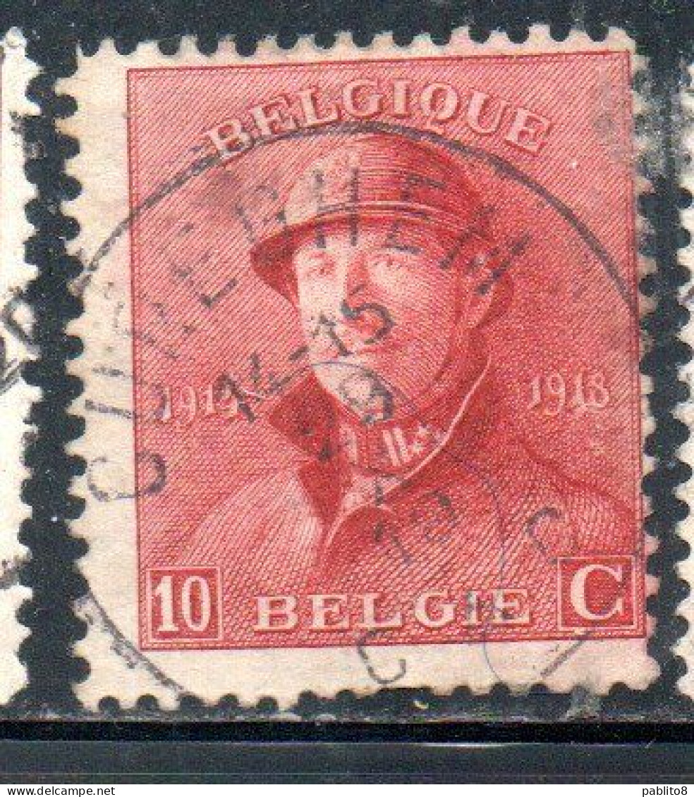 BELGIQUE BELGIE BELGIO BELGIUM 1919 KING ROI ALBERT I IN TRENCH HELMET 10c USED OBLITERE' USATO - 1918 Croix-Rouge