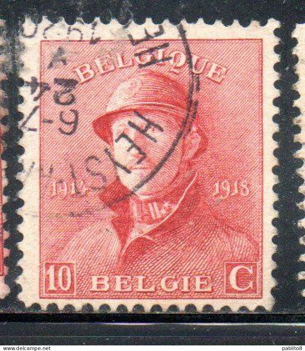 BELGIQUE BELGIE BELGIO BELGIUM 1919 KING ROI ALBERT I IN TRENCH HELMET 10c USED OBLITERE' USATO - 1918 Rode Kruis