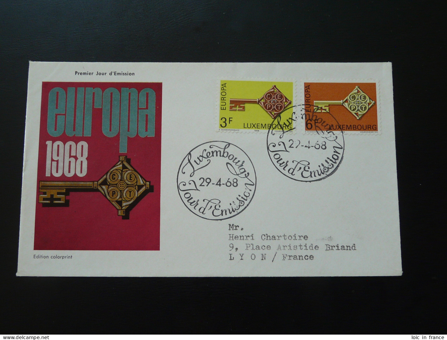 FDC Europa Cept Luxembourg 1968 (ex 1) - FDC