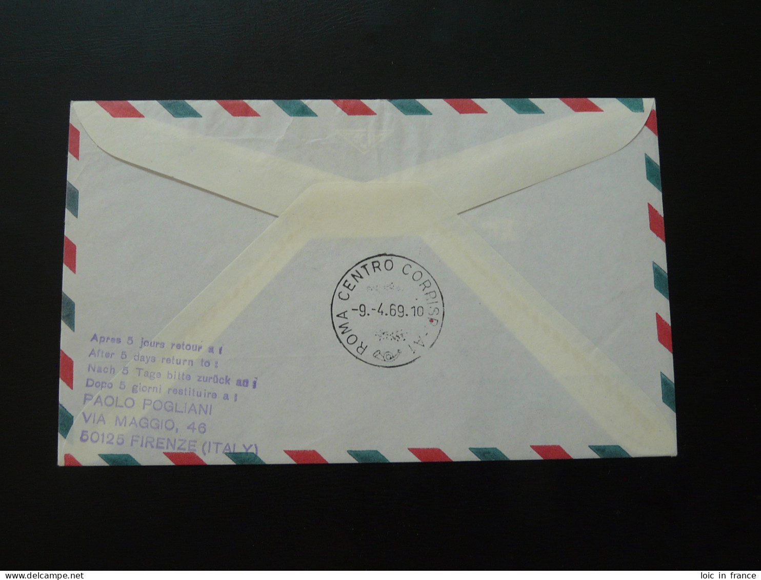 Lettre Premier Vol First Flight Cover Bucharest Romania --> Roma 1969 - Covers & Documents