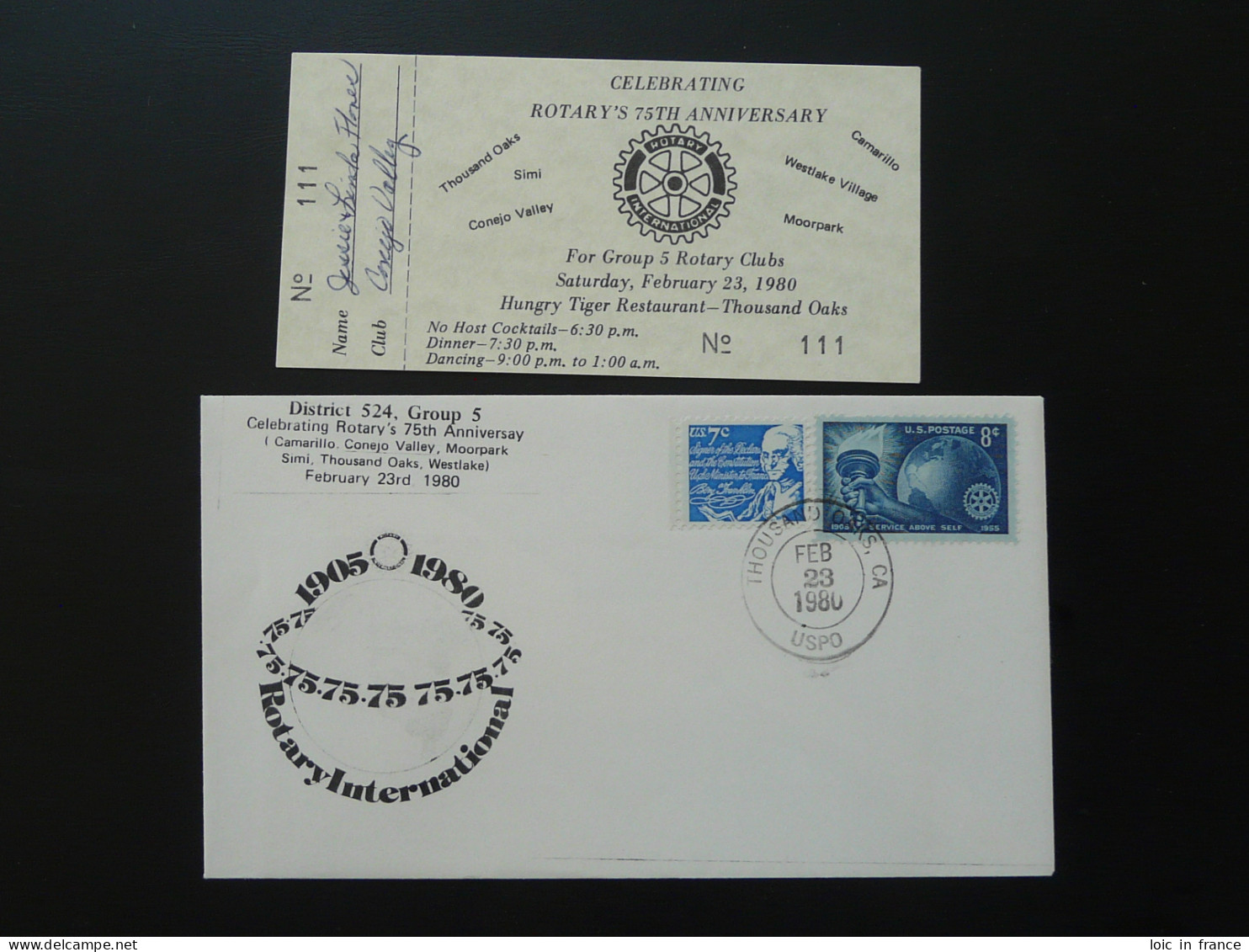 Lettre Cover 75 Years Rotary International Thousand Aoks USA 1980 - Enveloppes évenementielles