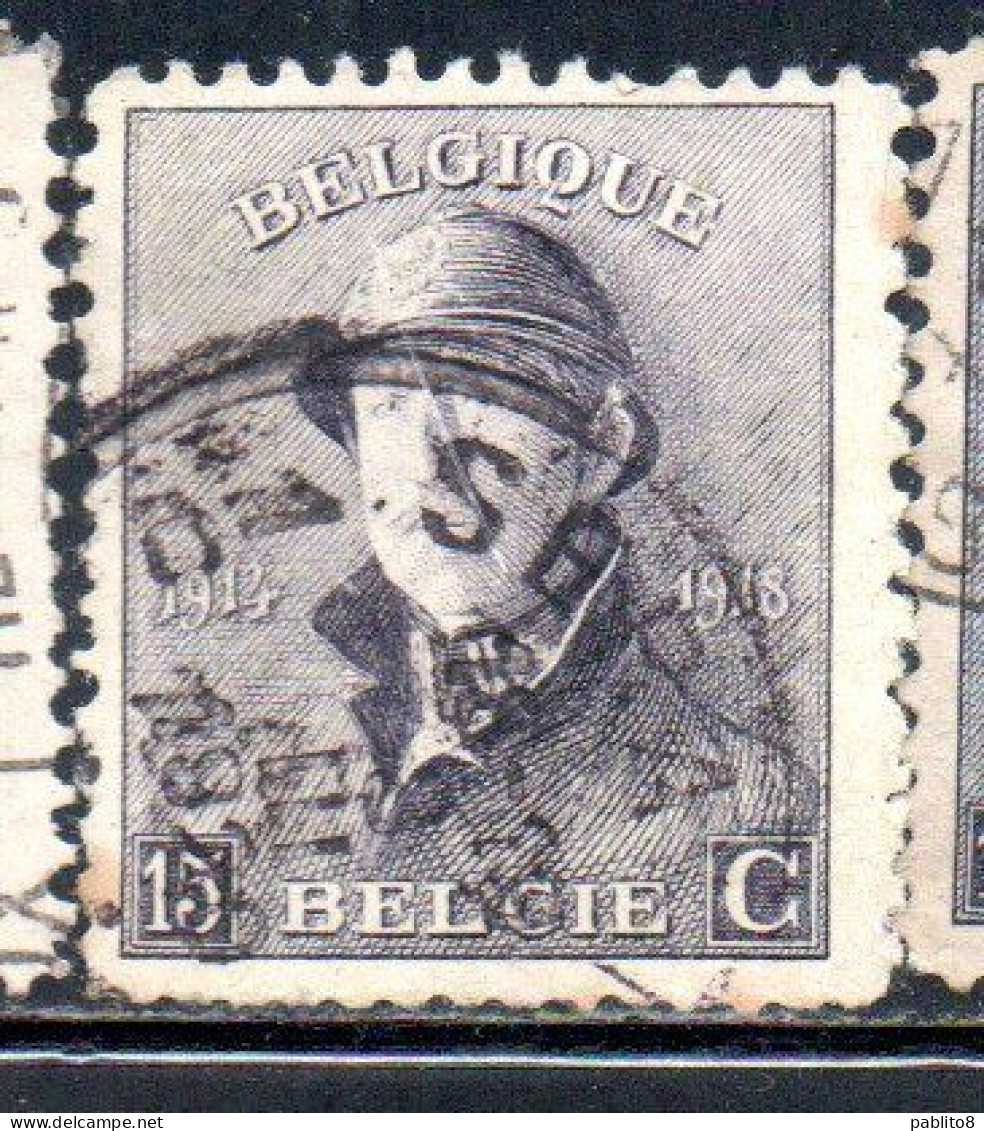 BELGIQUE BELGIE BELGIO BELGIUM 1919 KING ROI ALBERT I IN TRENCH HELMET 15c USED OBLITERE' USATO - 1918 Cruz Roja