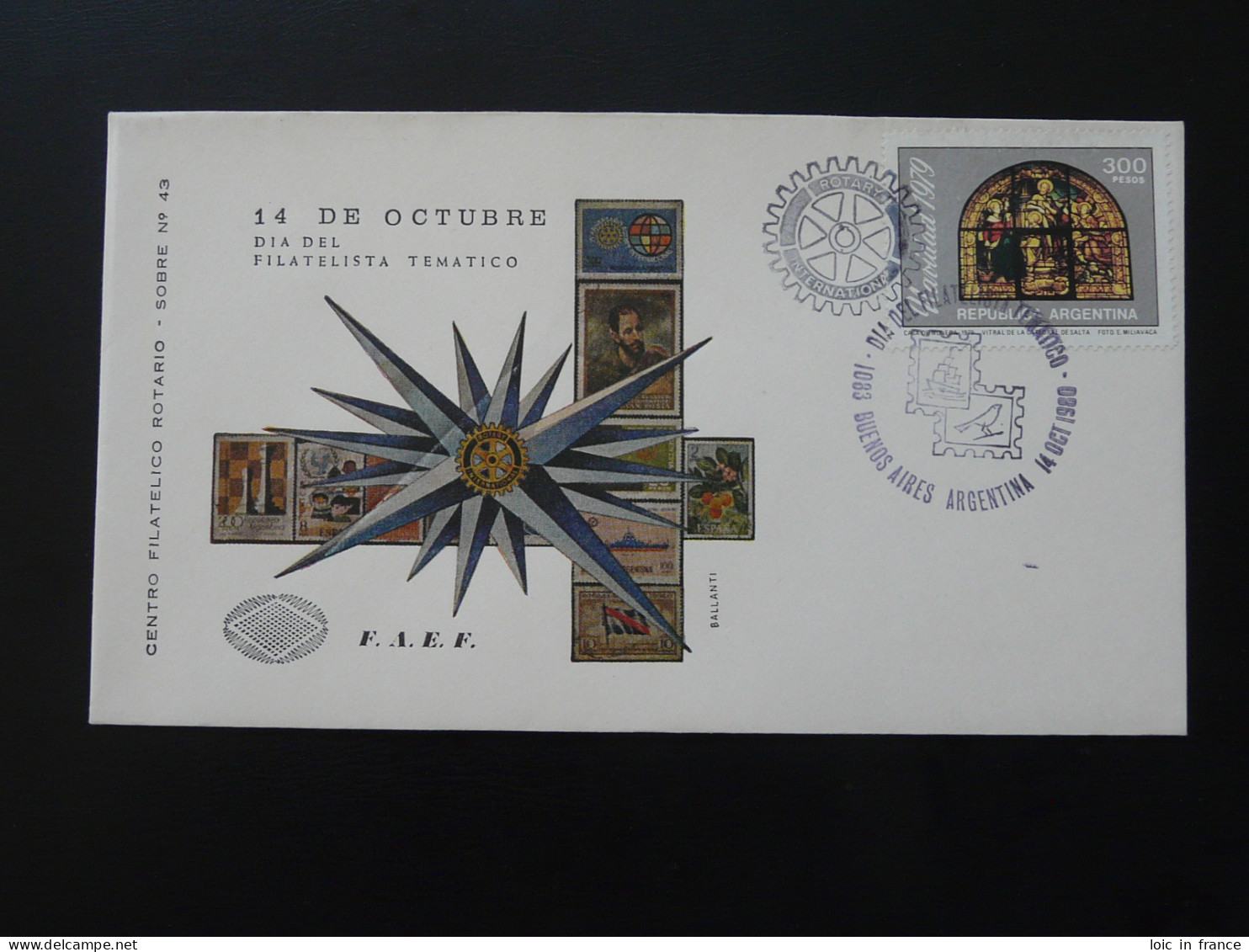 Lettre Cover Dia Del Filatelista Rotary Argentina 1980 - Briefe U. Dokumente