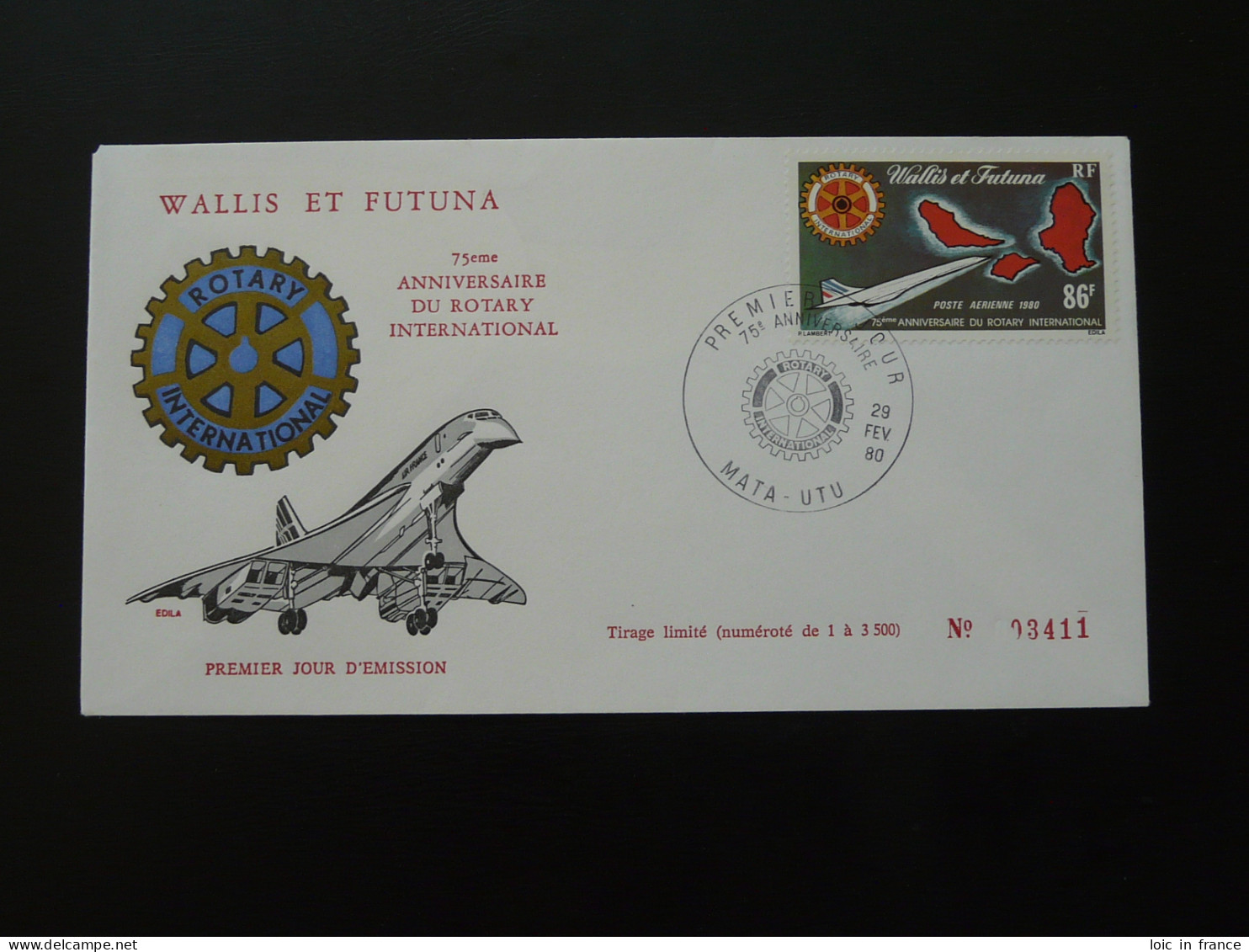 FDC Concorde 75 Years Rotary International Wallis & Futuna 1980 (Mata-Utu) - FDC