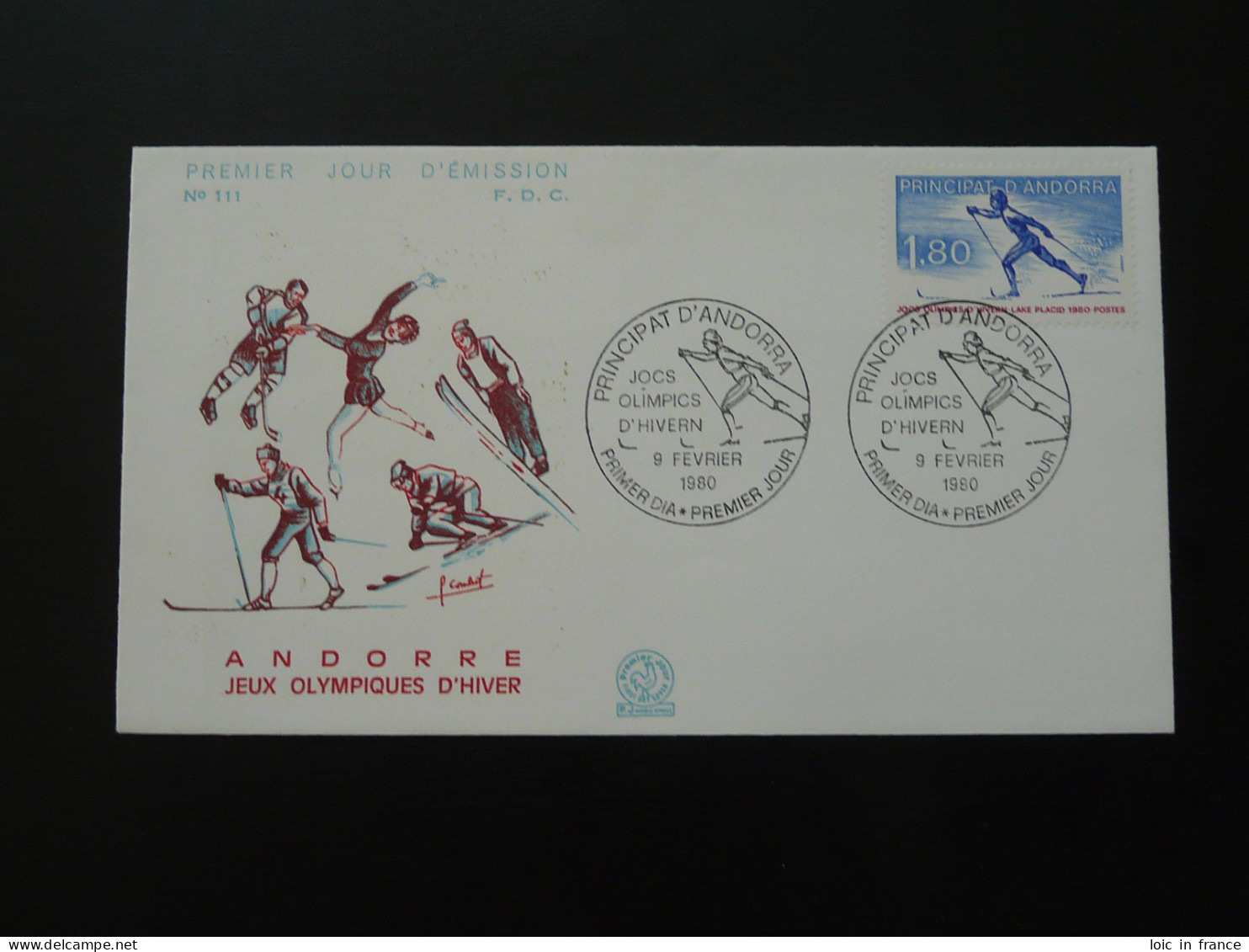 FDC Jeux Olympiques Lake Placid Olympic Games Andorre 1980 - Winter 1980: Lake Placid
