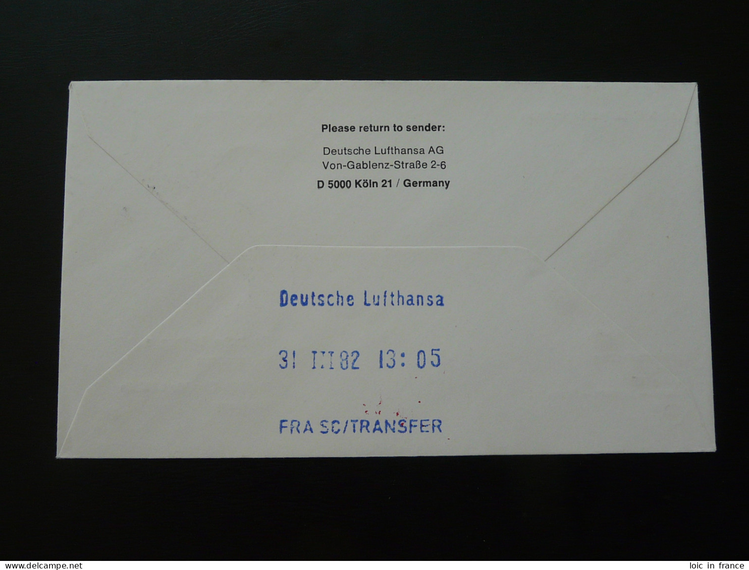 Lettre Premier Vol First Flight Cover Larnaca Frankfurt Boeing 727 Lufthansa 1982 (ex 1) - Briefe U. Dokumente