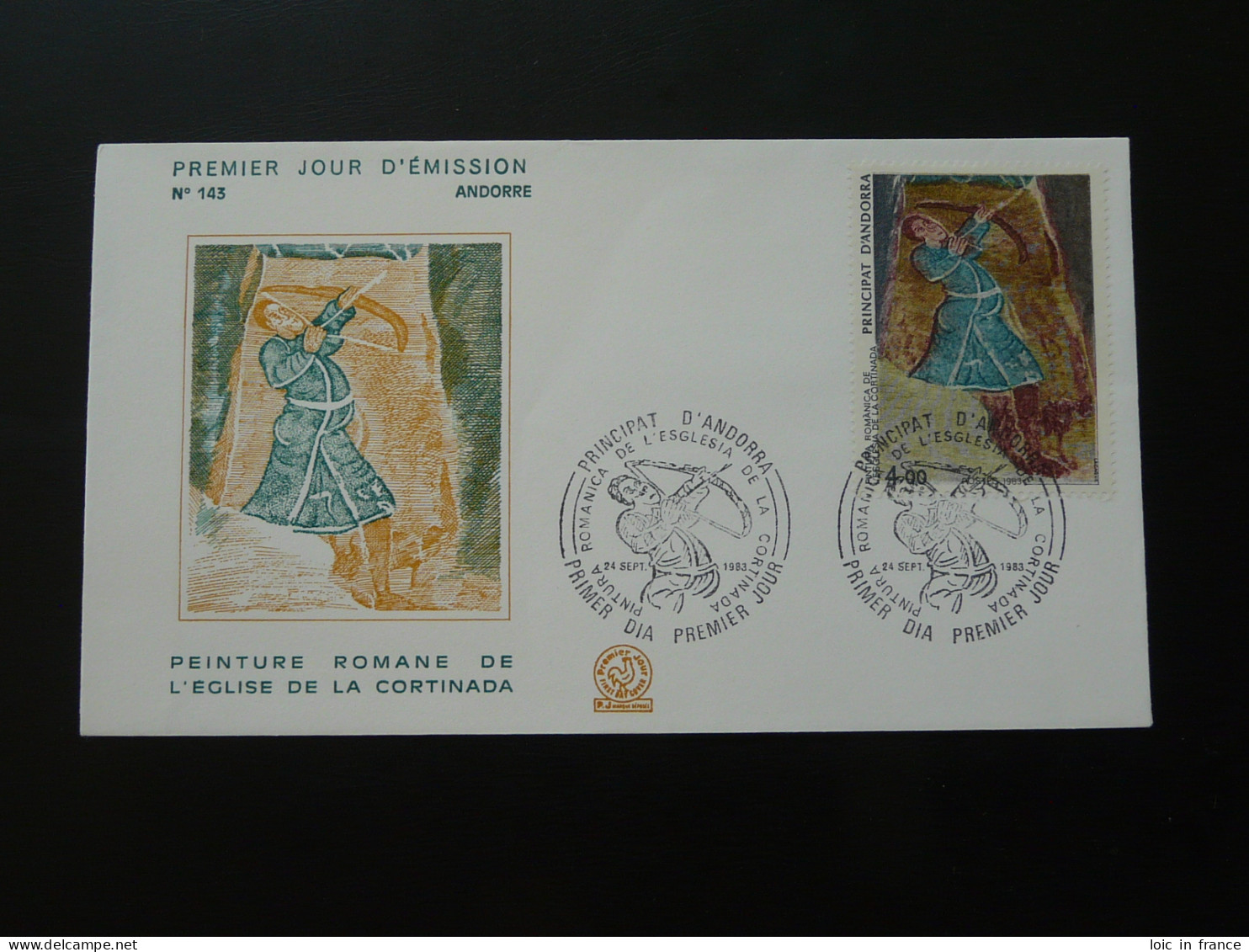 FDC Peinture Romane Tir à L'arc Archery Andorre 1983  - Tiro Al Arco