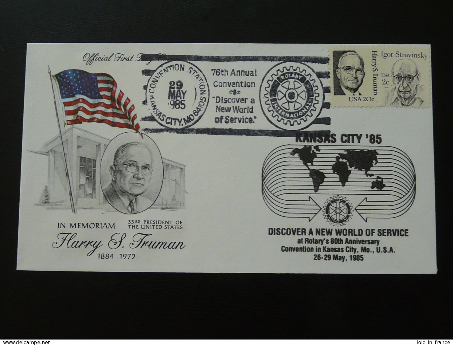 Lettre Cover Rotary International In Memoriam President Truman Kansas City USA 1985 - Lettres & Documents