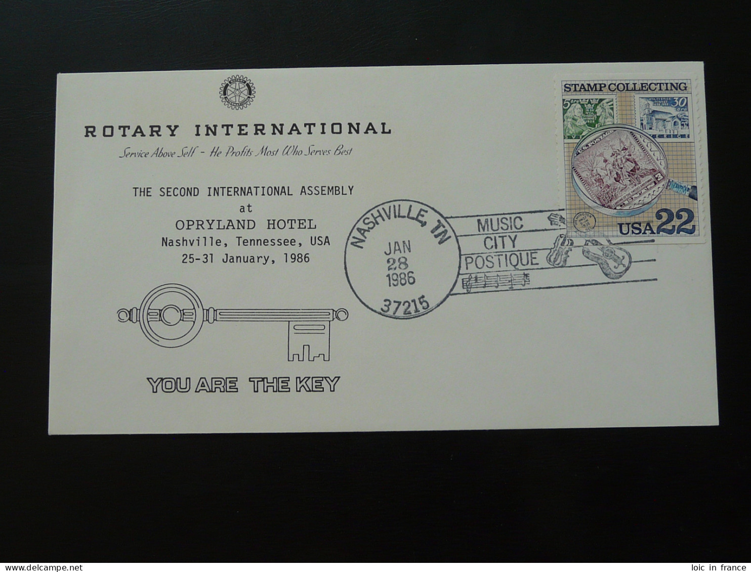 Lettre Cover Rotary International Assembly Flamme Musique Music Nashville USA 1986 - FDC