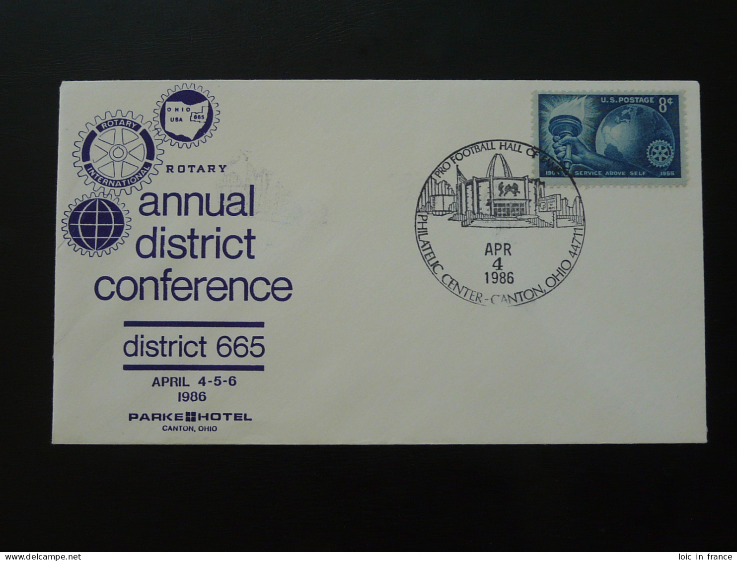 Lettre Cover Rotary International Conference Canton Football Club Ohio USA 1986 - Schmuck-FDC