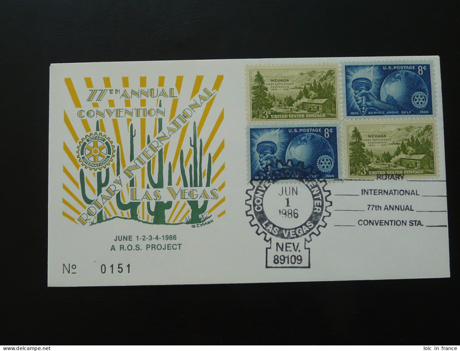 Lettre Cover Rotary International Convention Las Vegas USA 1986 (ex 1) - Enveloppes évenementielles