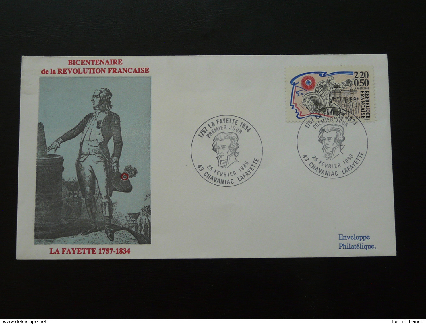 FDC Révolution Française La Fayette Lafayette Chavaniac 43 Haute Loire 1989 - Franse Revolutie