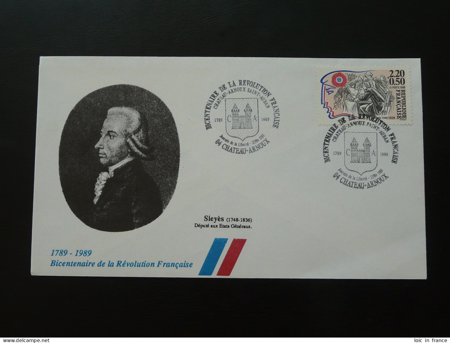 Lettre Cover Bicentenaire Révolution Française Sieyes 04 Chateau Arnoux 1989 - Revolución Francesa