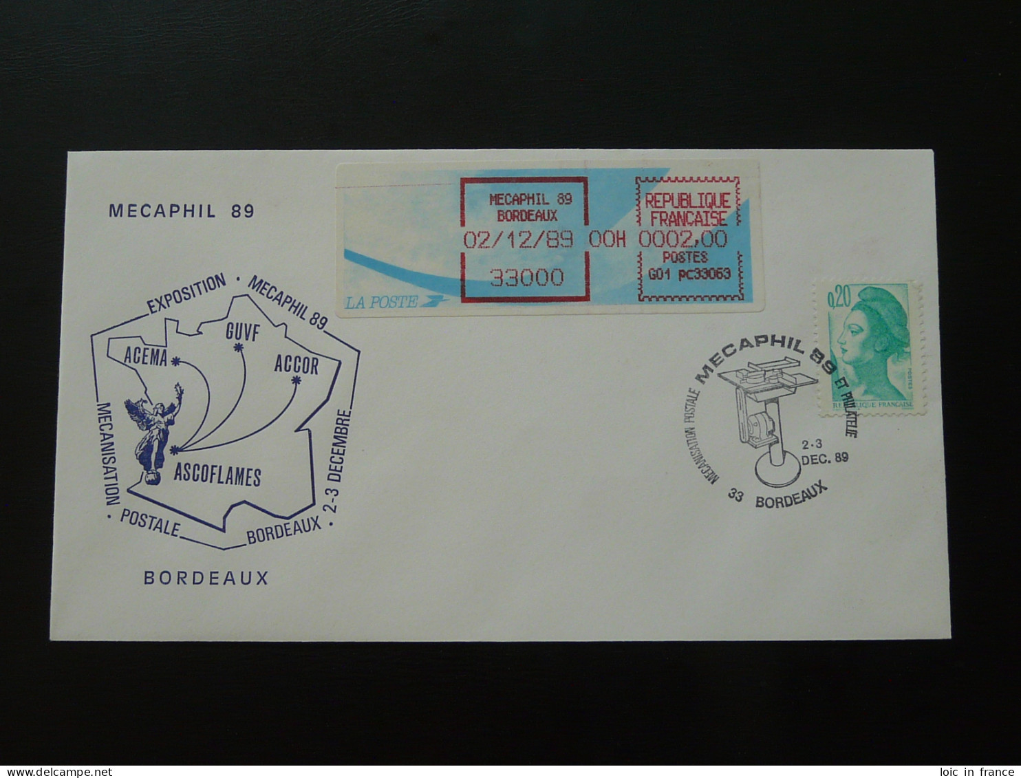 Lettre Avec Vignette D'affranchissement Mecaphil Bordeaux 33 Gironde 1989 - 1988 Type « Comète »