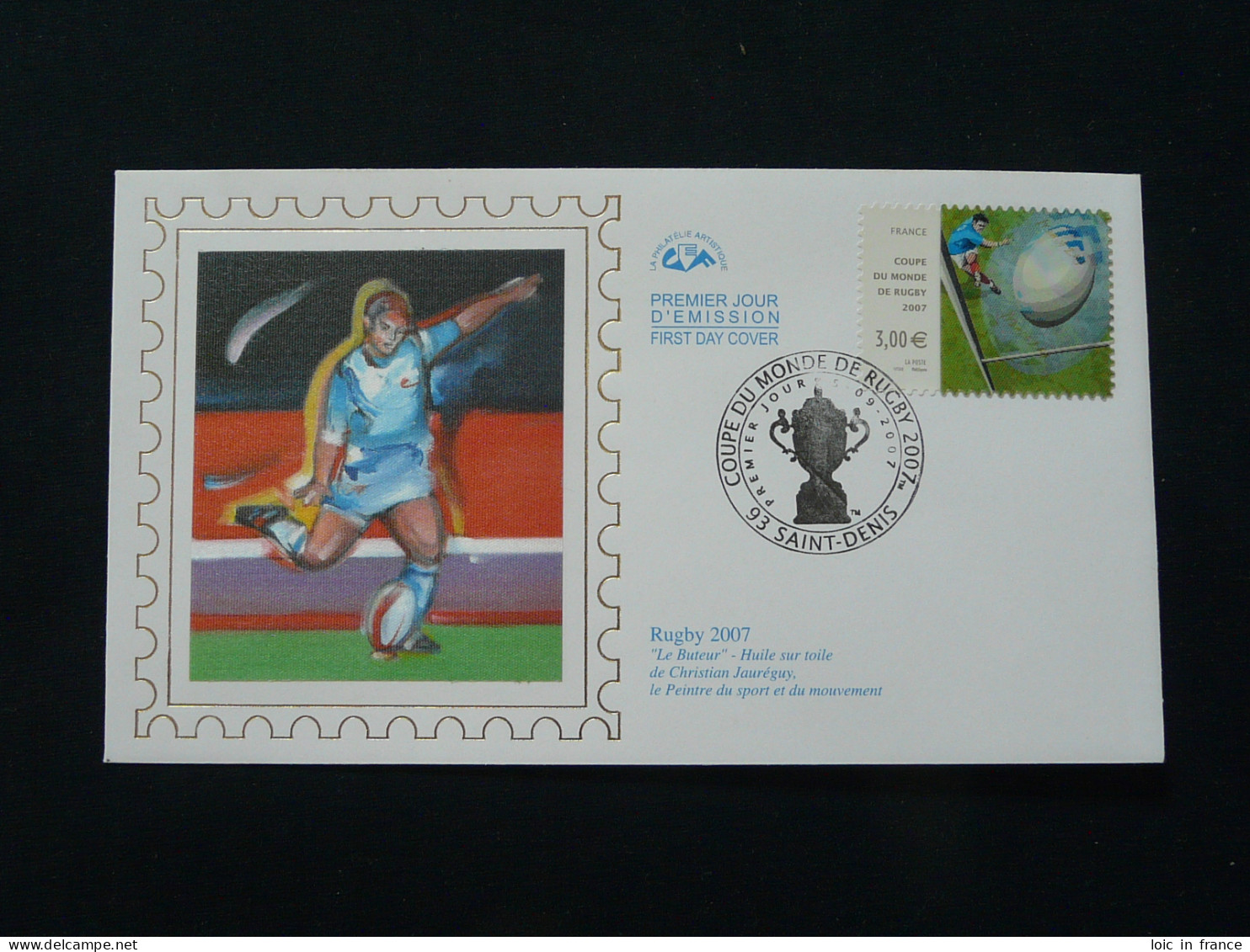 FDC Timbre Hologramme Coupe Du Monde Rugby World Cup France 2007 (version Soie) - Hologrammes