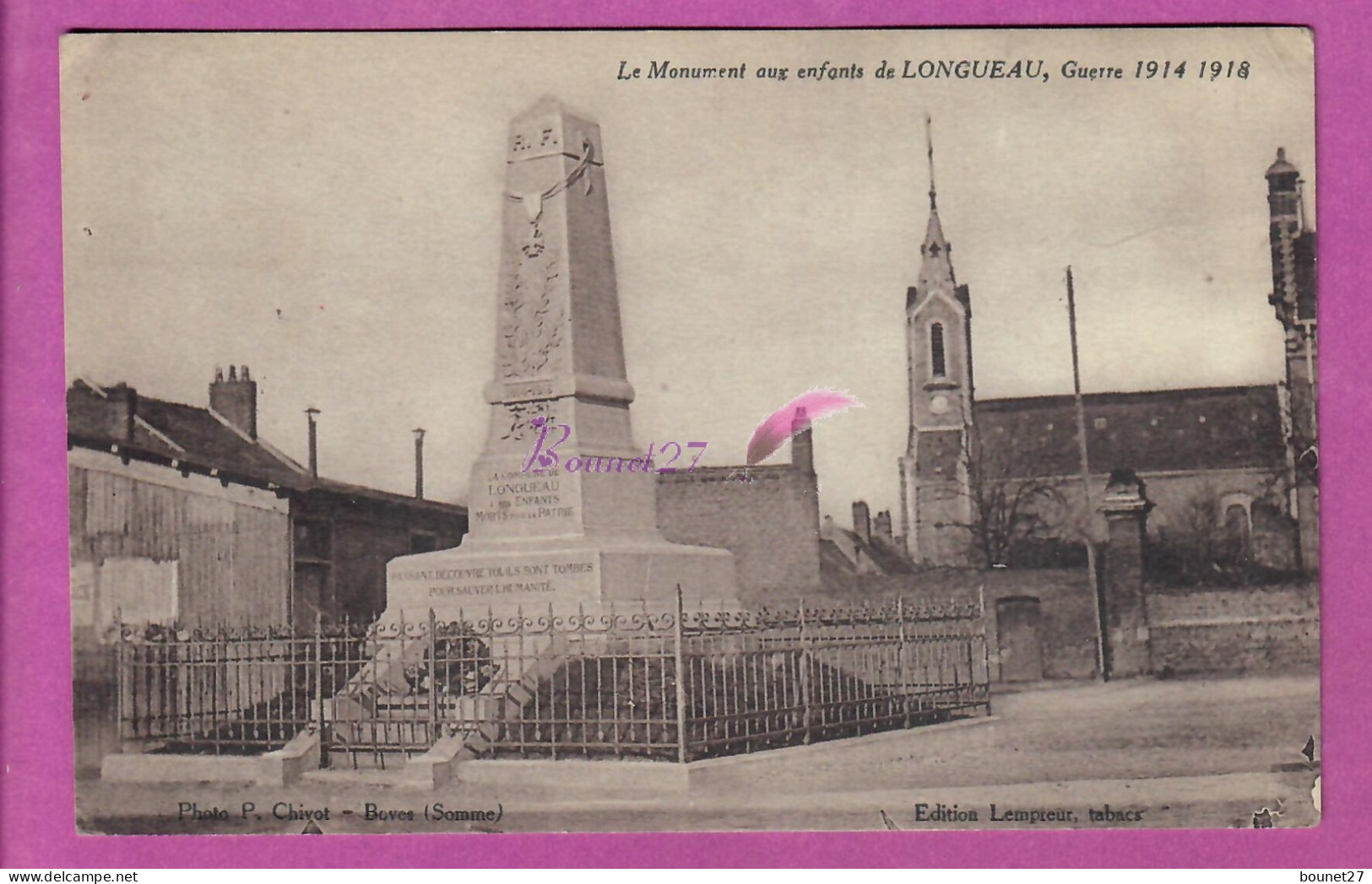 CPA LONGUEAU 80 - Le Monument Aux Enfants De La GUerre 1914 1918 Carte Voyagé 1934 - Longueau