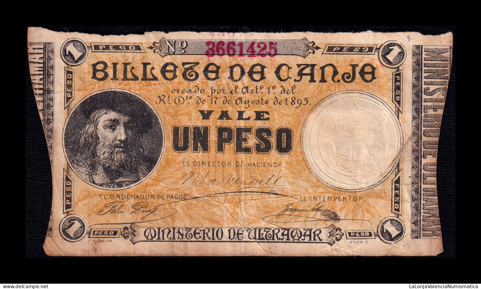 Puerto Rico 1 Peso 1895 Pick 7b(2) Bc/Mbc F/Vf - Puerto Rico