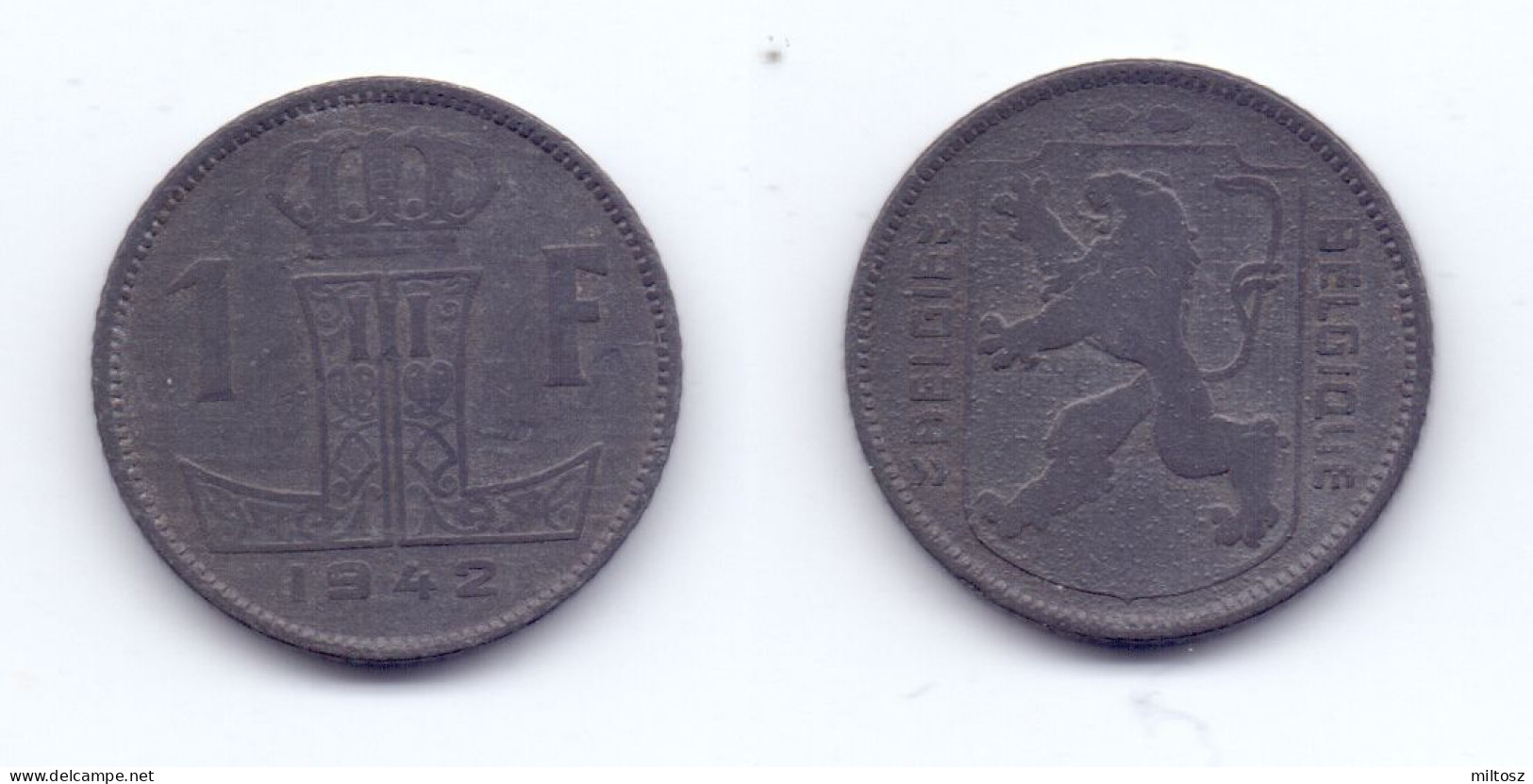 Belgium 1 Franc 1942 WWII Issue BELGIE-BELGIQUE - 1 Franc