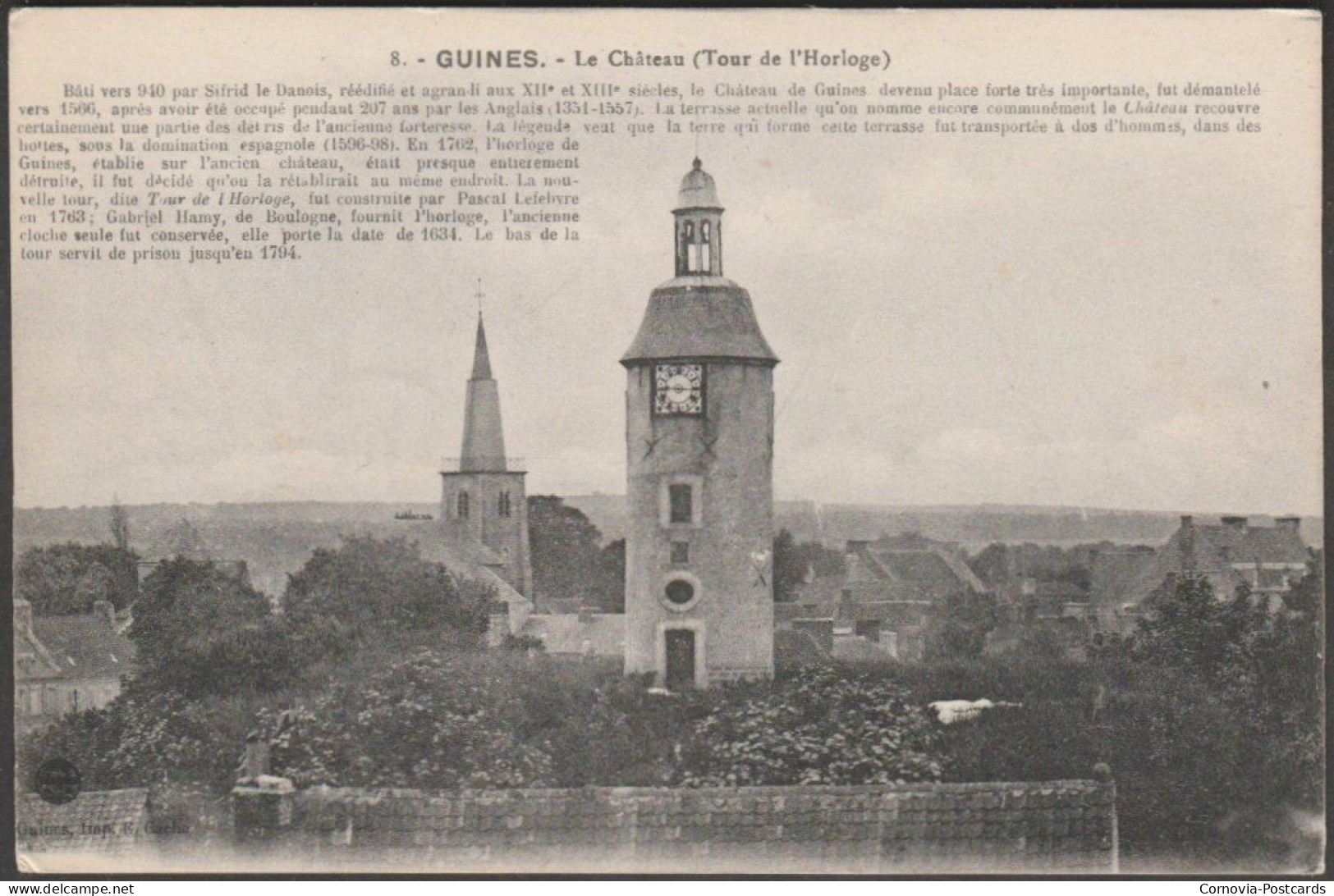 Tour D'Horloge, Le Château, Guines, C.1910 - Cache CPA - Guines