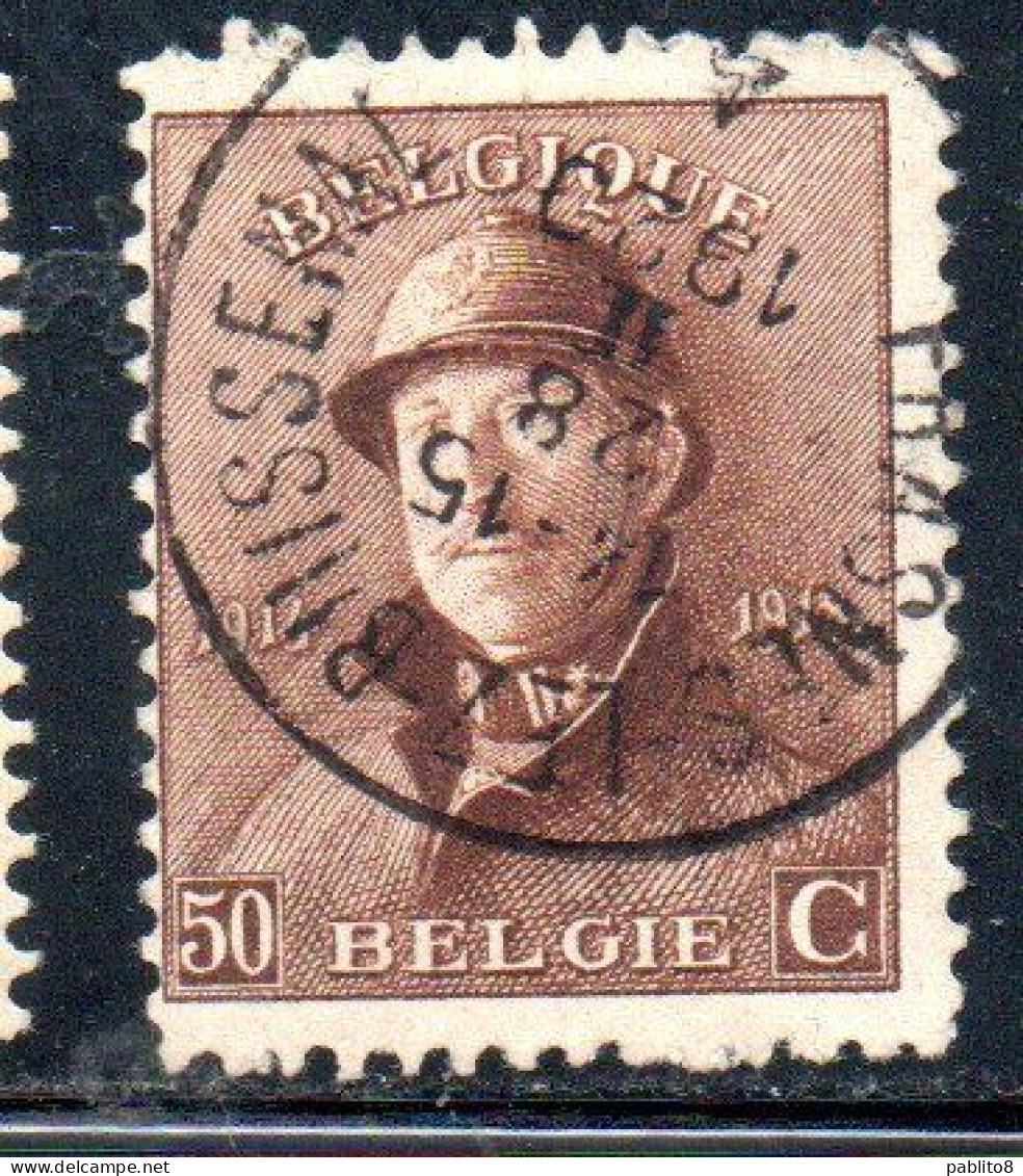 BELGIQUE BELGIE BELGIO BELGIUM 1919 KING ROI ALBERT I IN TRENCH HELMET 50c USED OBLITERE' USATO - 1918 Rode Kruis