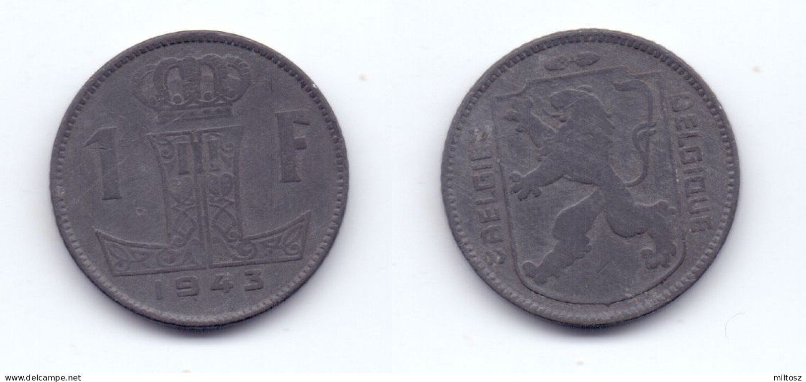 Belgium 1 Franc 1943 WWII Issue BELGIE-BELGIQUE - 1 Franc