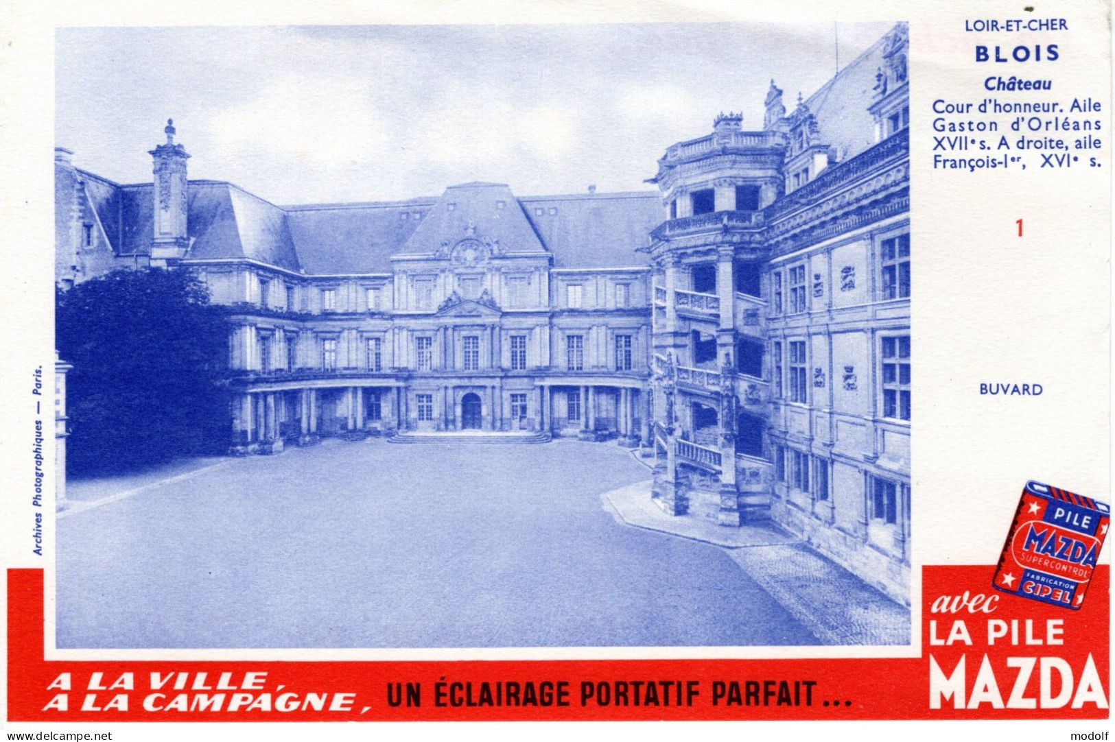 Buvard Mazda - Château De Blois N°1 - Baterías