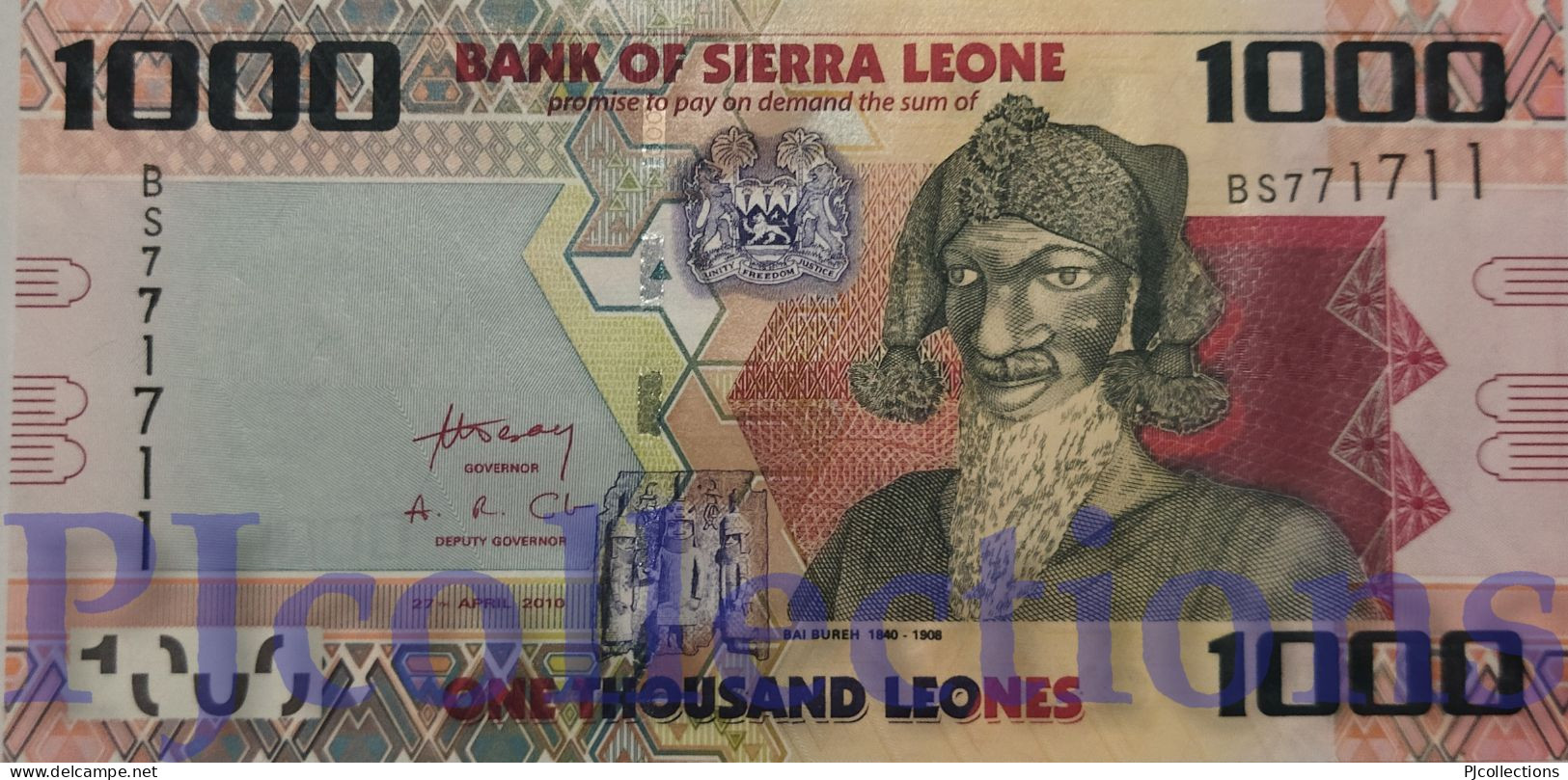 SIERRA LEONE 1000 LEONES 2010 PICK 30a UNC GOOD SERIAL NUMBER "BS 771711" - Sierra Leone