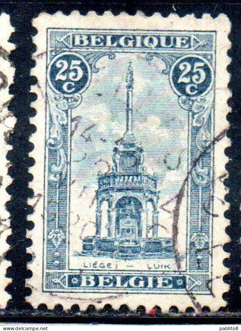 BELGIQUE BELGIE BELGIO BELGIUM 1919 PERRON OF LIEGE FOUNTAIN 25c USED OBLITERE' USATO - 1918 Rode Kruis