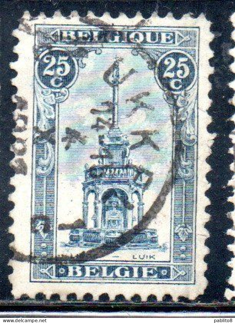 BELGIQUE BELGIE BELGIO BELGIUM 1919 PERRON OF LIEGE FOUNTAIN 25c USED OBLITERE' USATO - 1918 Cruz Roja