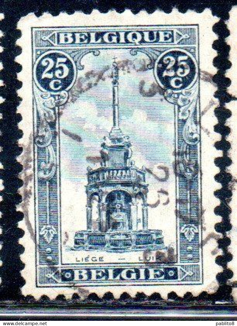 BELGIQUE BELGIE BELGIO BELGIUM 1919 PERRON OF LIEGE FOUNTAIN 25c USED OBLITERE' USATO - 1918 Croix-Rouge