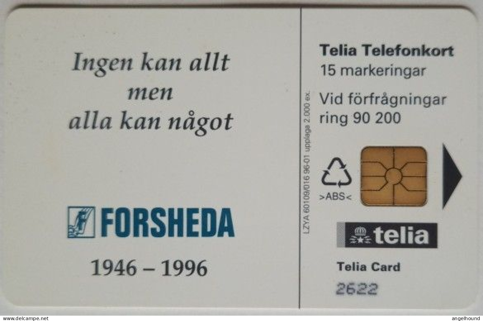 Sweden Mk 15 Chip Card - Forsheda - Zweden