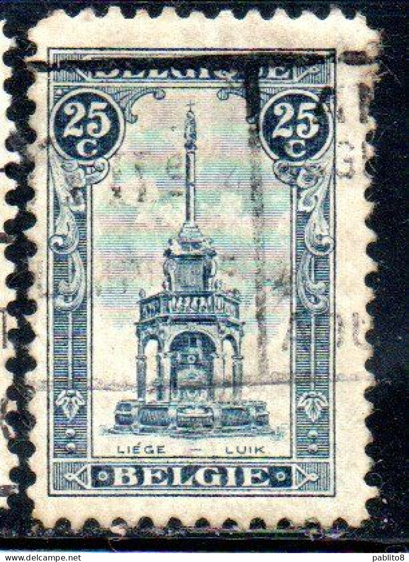 BELGIQUE BELGIE BELGIO BELGIUM 1919 PERRON OF LIEGE FOUNTAIN 25c USED OBLITERE' USATO - 1918 Rode Kruis