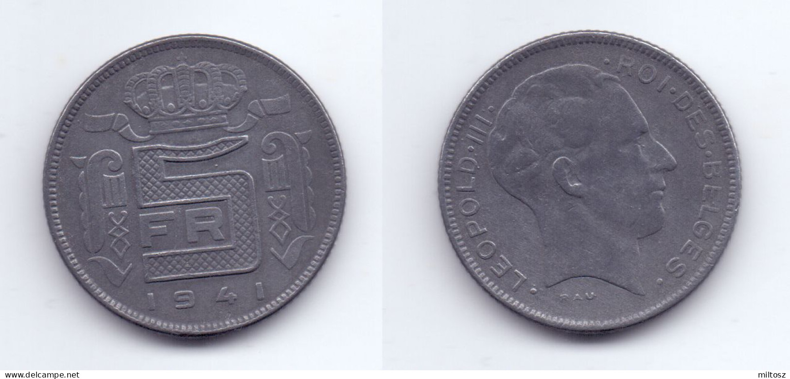 Belgium 5 Francs 1941 WWII Issue (French Legend) - 5 Francs