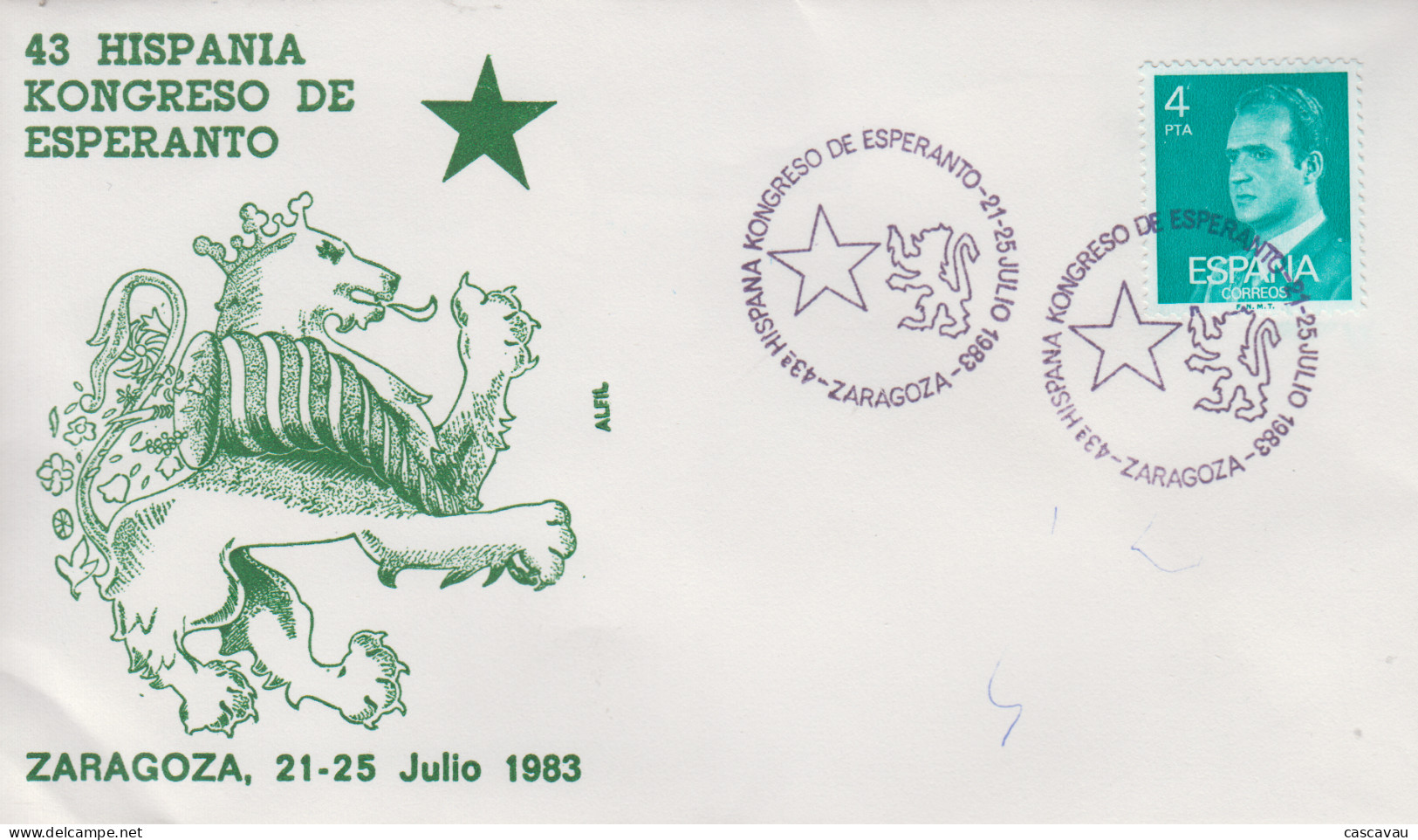 Enveloppe  ESPAGNE   43éme  CONGRES    D' ESPERANTO     ZARAGOZA    1983 - Esperánto