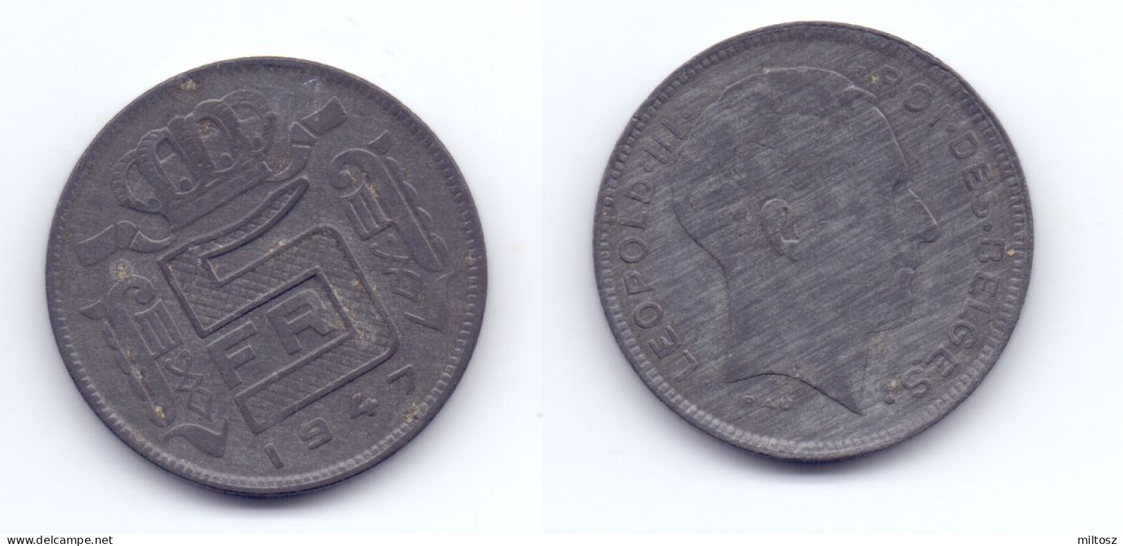 Belgium 5 Francs 1947 WWII Issue (French Legend) - 5 Francs