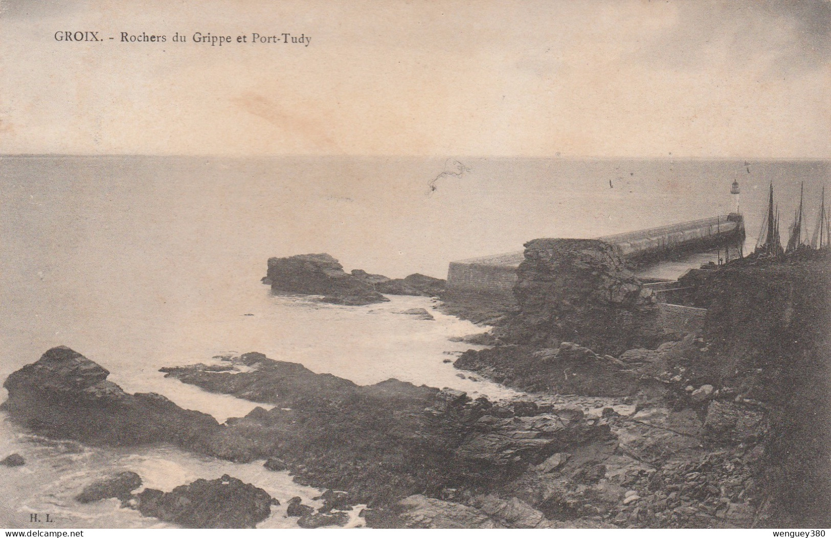 56 GROIX   Rochers Du Grippe Et Port-Tudy  TB PLAN    1906               RARE - Groix