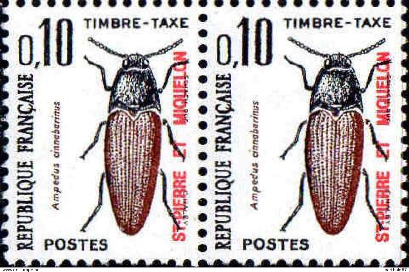 SPM Taxe N** Yv:82/91  Insectes (Paire) - Timbres-taxe