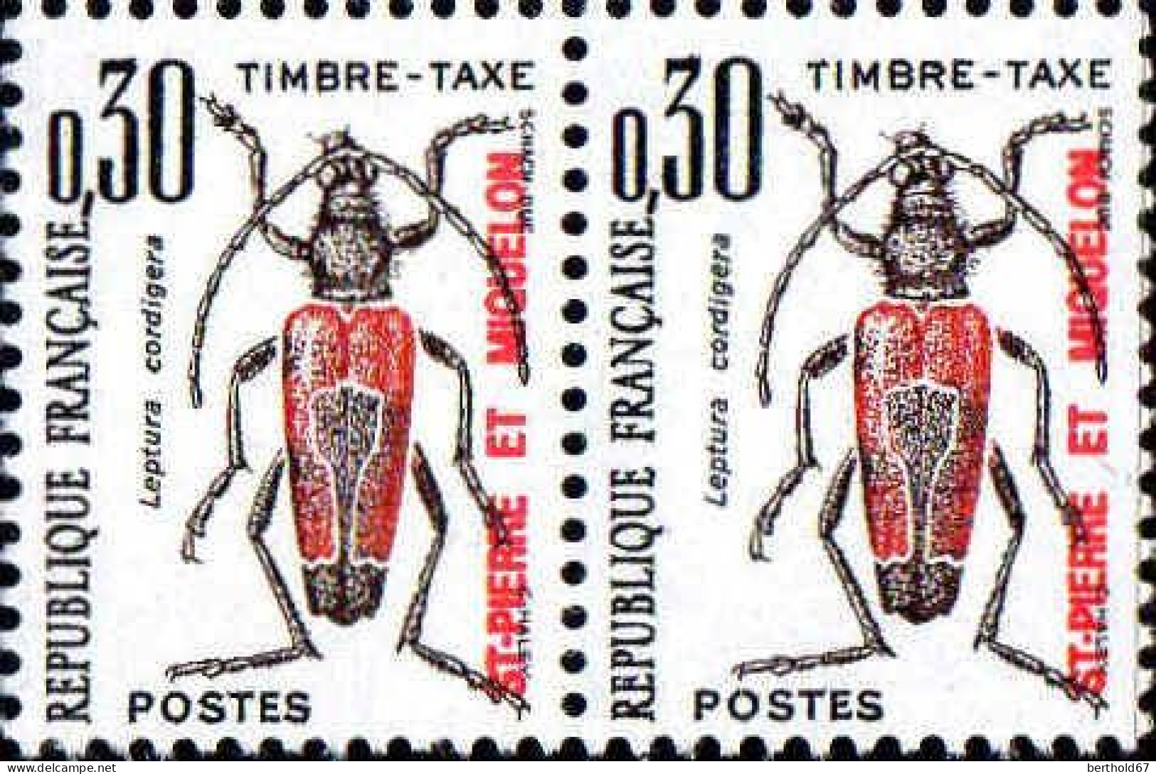 SPM Taxe N** Yv:82/91  Insectes (Paire) - Timbres-taxe