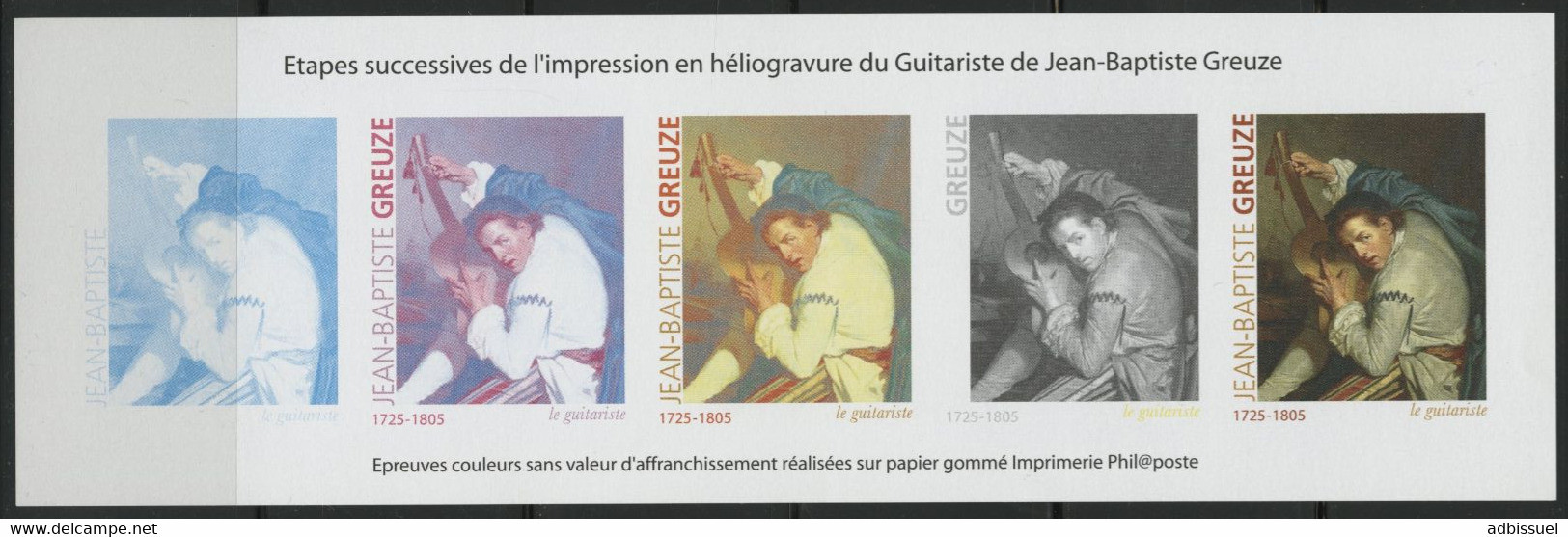 Jean Baptiste GREUZE "Le Guitariste" Représentation Des étapes Successives De L'impression En Héliogravure Du Timbre - Altri & Non Classificati