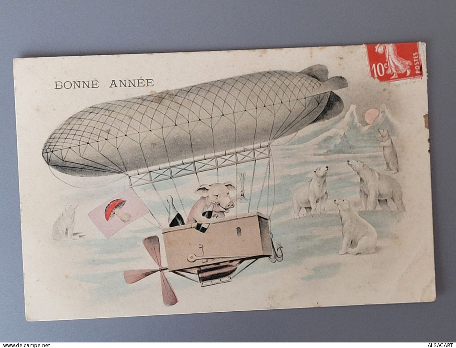 Dirigeable , Bonne Année Cochon Et Ours - Airships